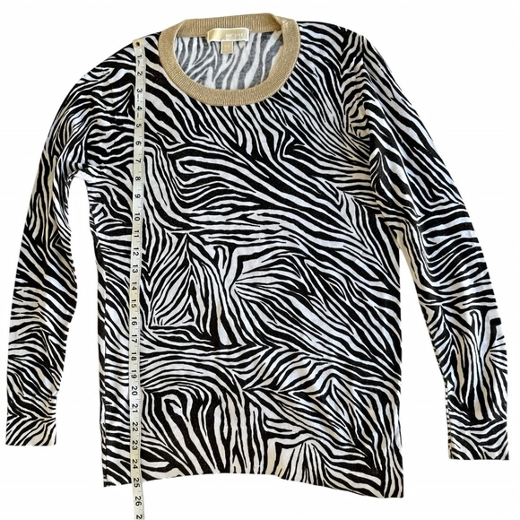 Michael Michael Kors Metallic Zebra Print Sweater – Brown & White – Size P/S - Picture 8 of 8